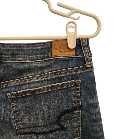 American Eagle Outfitters Denim High Rise Mini Skirt Dark Wash Blue Size 12 32 - Picture 5 of 7